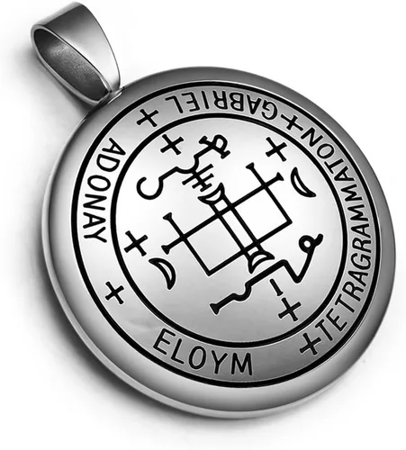 Miniatura 4 de Collar con colgante de Arcángel Gabriel con oración Keep Me Safe and Positive Ancient King of Salomon Sigil Medalla milagrosa para hombres