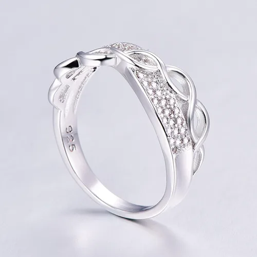 Miniatura 22 de Narica Anillo de 21 piedras chapadas en plata, apilables, corte redondo, zafiro azul, circonita cúbica, relleno de circonita cúbica, halo