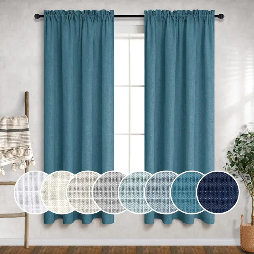 Miniatura 15 de Cortinas blancas puras de 38 pulgadas de ancho para dormitorio, juego de 2 paneles de cortinas de privacidad con bolsillo para barra, cortinas