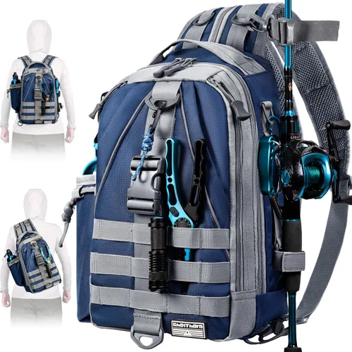 Miniatura 7 de Mochila de Pesca Ghosthorn con Bolsa de Aparejos y Bandolera - Mochila con Soporte para Caña - Caja de Aparejos Ligera para Regalos de Pesca