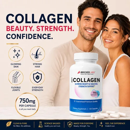 Miniatura 4 de Bricker Labs Colágeno para hombres y mujeres - Suplemento de colágeno hidrolizado tipo I, III, 750 mg, 1 cápsula de colágeno diaria - 120 porciones
