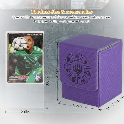 Miniatura 5 de Arkeiliy Caja de cartas de almacenamiento MTG de más de 110 unidades, con funda para tarjetas, fundas coleccionables para Magic Commander y más