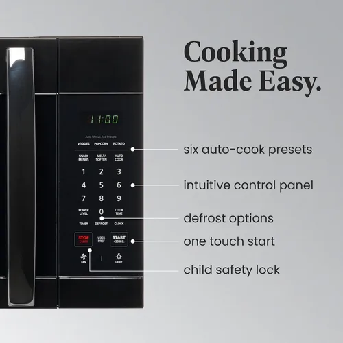 Miniatura 3 de Farberware - Horno microondas de 1.7 pies cúbicos para sobre la estufa – 1000 vatios de potencia, configuraciones de cocción automática, Negro