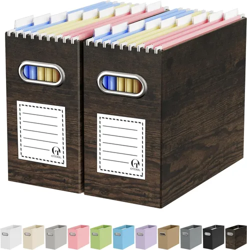 Miniatura 27 de Oterri Caja organizadora de archivos de cartón para colgar carpetas de archivos, tamaño carta, caja de archivos para escritorio de computadora