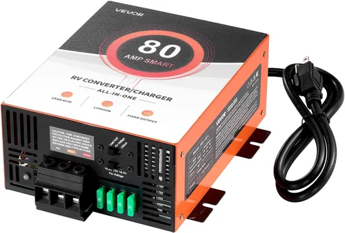 VEVOR Convertidor de energía para RV, 80 amperios, 110V AC a 12V DC Cargador de batería para RV, Carga inteligente de múltiples etapas, Rango de