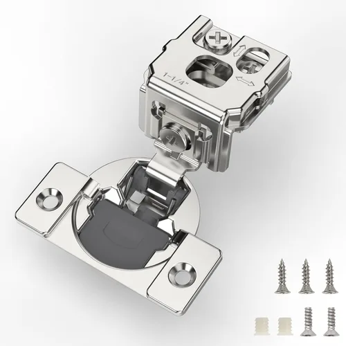 Miniatura 17 de Furniware 10 Piezas Bisagras de Gabinete de Cierre Suave Superpuestas de 1 Pulgada para Gabinete de Marco Frontal, Acero Inoxidable, Ángulo