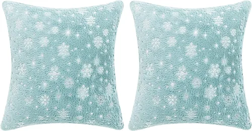 Miniatura 11 de MOJUN Fundas de almohada de Navidad, paquete de 2 fundas de almohada decorativas suaves y bonitas con fundas de almohada impresas con purpurina