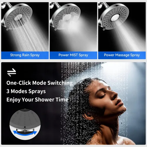 Miniatura 3 de Cabezal de ducha filtrado, cabezal de ducha de lluvia fijo de alta presión de 8 pulgadas con filtro, los dermatólogos lo recomiendan para suavizar