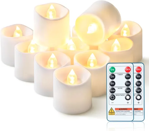 Homemory Paquete de 24 Velas Sin Llama de Más de 400 Horas con Control Remoto, Velas Votivas LED con Temporizador de 2/4/6/8H, Luces de Té que