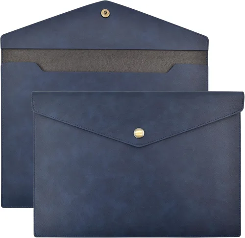 Miniatura 9 de VANRA Carpetas de archivo de piel sintética A4, soporte para documentos, sobre impermeable, organizador de archivos para tamaño carta con cierre