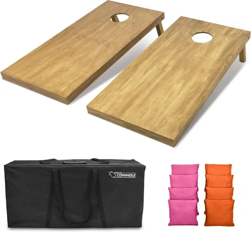 Miniatura 44 de GoSports 4 ft x 2 ft Regulation Size Wooden Cornhole Boards Set with Light Brown Finish - Includes Carrying Case and Bean Bags Negro- gris