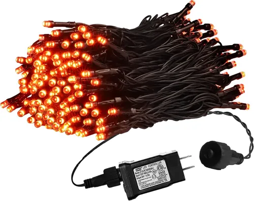 Miniatura 25 de weillsnow Luces de Halloween Moradas y Naranjas, 200 LED 66 Pies con Enchufe Luces de Cadena de Halloween Impermeables, 8 Modos con Memoria