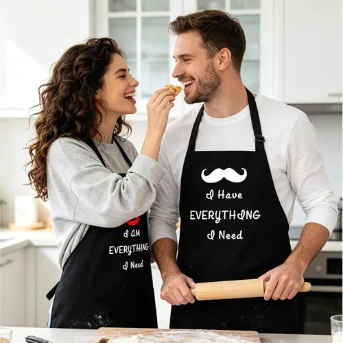 Miniatura 6 de Rosoz Funny Couple Aprons - Gift Ideas For Her Him - Kitchen Cooking Set - Birthday, Wedding, Anniversary, Bridal Shower