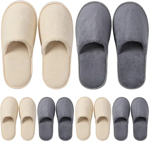 Miniatura 9 de DECOUE 6-12 pares de pantuflas desechables para invitados, antideslizantes, antideslizantes, lavables, reutilizables, para mujeres y hombres