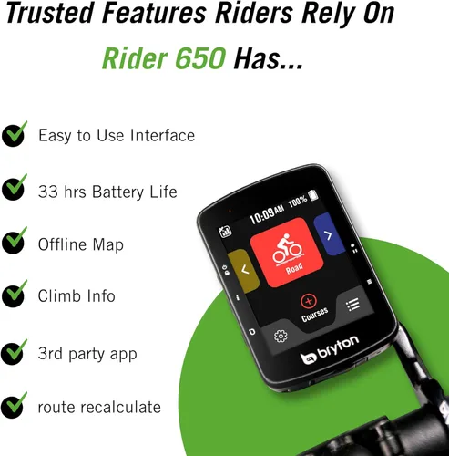 Miniatura 6 de Bryton Rider 650 - Pantalla táctil LCD a color de 2.8 pulgadas, GPS para bicicleta/ciclismo, mapa precargado de EE. UU., compatible con radar
