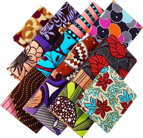 12 piezas de tela africana con estampado africano de tela africana por yarda para coser cubrir la cara, proyectos de manualidades y trabajos de
