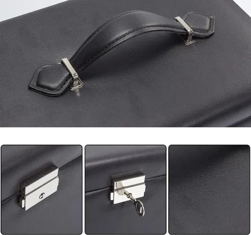 Miniatura 5 de GUKA Joyero para mujer joyero con 2 cajones diseño de cuero con cerradura con espejo estuche de viaje para collares aretes anillos relojes estuche