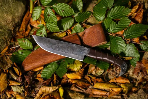 Miniatura 7 de Cuchillo Odin's Raven estilo vikingo nórdico de 10.3" - Hoja de acero al carbono forjada a mano de 6.5", empuñadura con cabeza de cuervo y funda