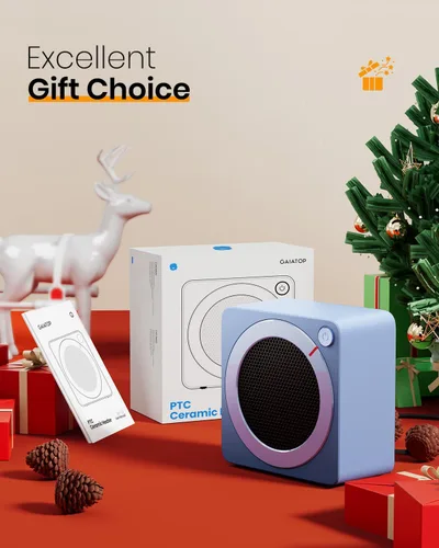 Miniatura 7 de Gaiatop Mini calentador de espacio, ligero PTC de cerámica de calentamiento rápido, 500 W, eficiencia energética para uso en interiores, Azul