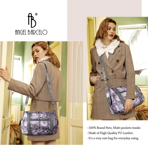 Miniatura 168 de Angel Barcelo - Bolsa de hombro amplia para mujer, diseño Hobo, cuero lavado