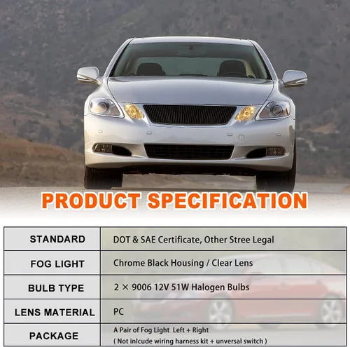 Miniatura 7 de Nixon Offroad Luces antiniebla para Lexus GS300 GS350 GS430 GS450h GS460 2006-2011 Juego de faros antiniebla de conducción de repuesto 1 par