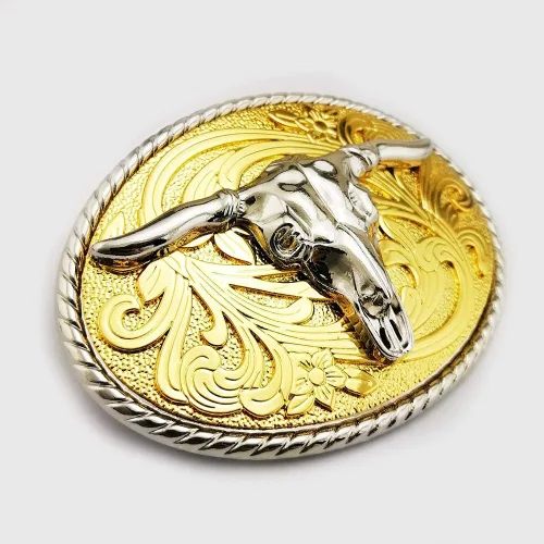 Miniatura 2 de LAXPICOL Western Cowboy Heavy Bull Longhorn Cinturón Hebilla Para Hombres