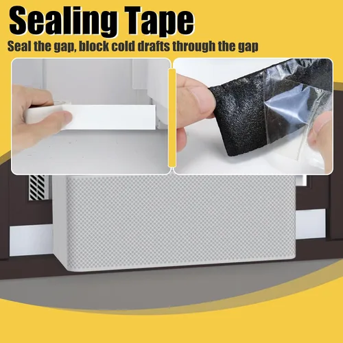 Miniatura 4 de Paquete de 2 bloques de espuma para unidades de aire acondicionado en forma de U, bloque de espuma lateral de cortina de CA para ventana con cinta