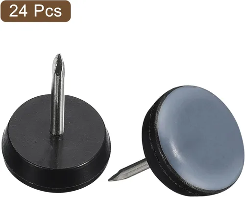Miniatura 3 de uxcell Protectores de suelo para patas de silla, 24 piezas de 5/8 pulgadas – Deslizadores redondos de PTFE para muebles, almohadillas para muebles