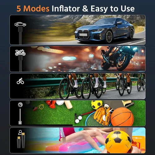 Miniatura 2 de KONNETOO - Compresor de aire portátil - Bomba de aire para neumáticos de automóvil con medidor de presión de neumáticos, inflador de neumáticos
