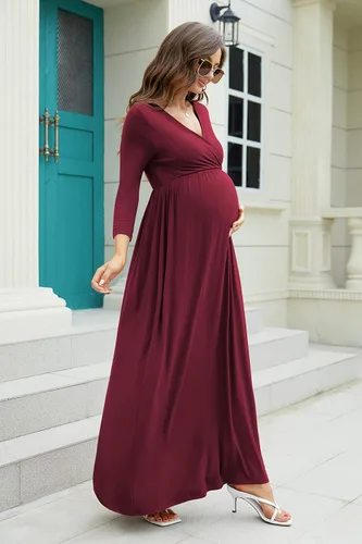 Miniatura 2 de Xpenyo Vestido de maternidad de talla grande, vestidos largos de lactancia para baby shower sesión de fotos