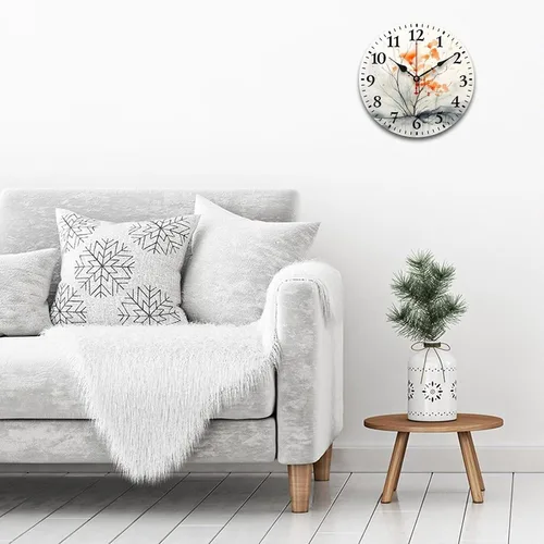 Miniatura 3 de Otoño naranja gris acuarela simple moderno árbol de otoño reloj de pared de madera Acción de Gracias o Halloween cuarzo madera sin tictac sala