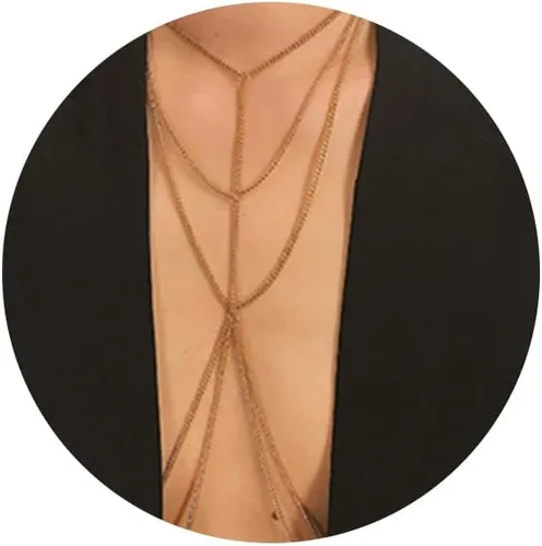 Bounzhi Arnés de cadena para el cuerpo, sexy, plateado, collar de joyería para el cuerpo, cadenas de bikini para mujeres y niñas (plata)