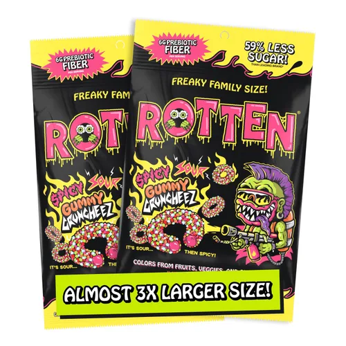 Miniatura 15 de Rotten Original Gummy Cruncheez - Bajo en azúcar, bajas calorías, 5g de fibra prebiótica amigable para el intestino, dulce sin gluten, sin