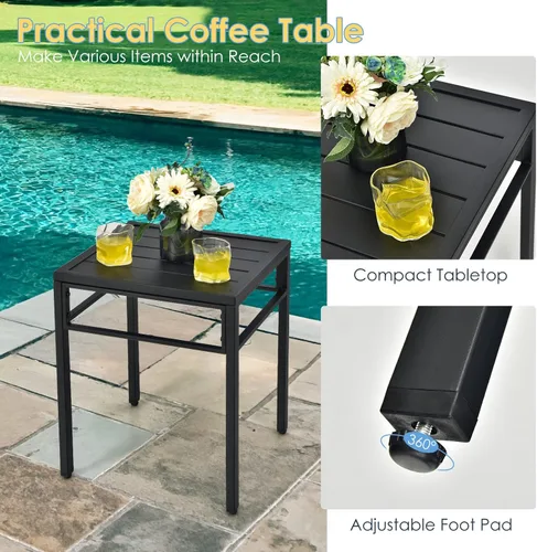 Miniatura 4 de RELAX4LIFE Juego de muebles de patio de 3 piezas, juego de bistró de mimbre para exteriores con mesa de café, respaldo ergonómico y reposabrazos