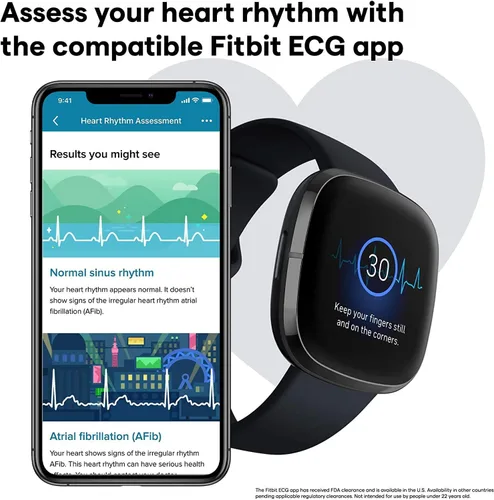 Miniatura 4 de Fitbit Sense Health & Fitness - Reloj inteligente con GPS, llamadas y mensajes de texto Bluetooth, frecuencia cardíaca SpO2, ECG, temperatura