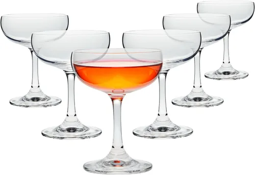 Juvale Coupe - Juego de 6 vasos de 7 onzas, transparentes, de inspiración vintage, aptos para lavavajillas, para fiestas y bares, copas de champán