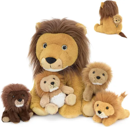Miniatura 16 de MorisMos Juguetes de Peluche de Tigre - Conjunto Suave de Peluche de Tigre Mamá y Bebés, Tamaño Grande, 20 pulgadas