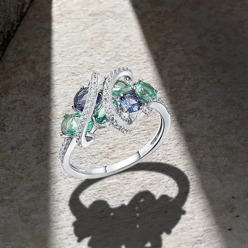 Miniatura 3 de Santuzza Anillo giratorio de plata de ley 925 Anillos de circonita cúbica blanca