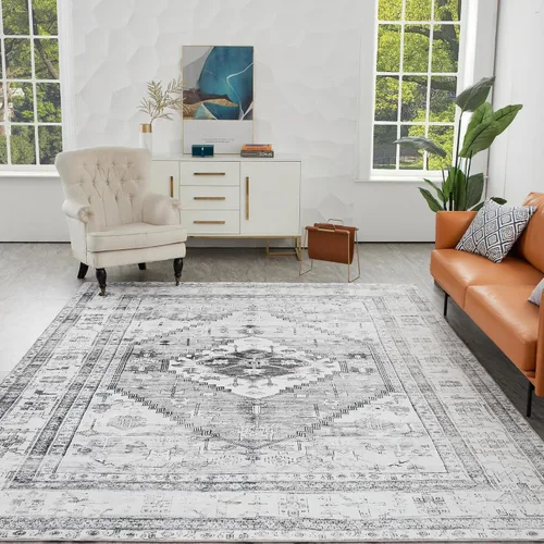 Miniatura 29 de Syalife 6x9 Alfombra Lavable para Área, Ultra Suave Antideslizante, Pila Baja, Alfombra Vintage Resistente a Manchas para Sala de Estar, Alfombra