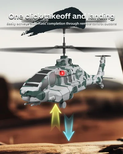 Miniatura 4 de Helicóptero RC con 10 misiles, helicóptero de control remoto LM19-F de 2.4 GHz, helicóptero militar para niños, luces LED, retención de altitud