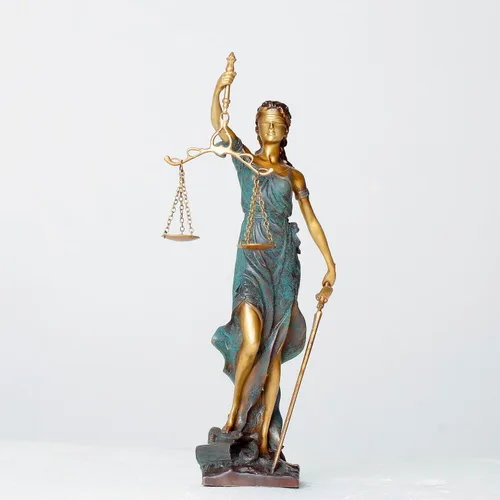 Miniatura 11 de Estatua de bronce ciega de la justicia, figura de justicia Themis de 11 pulgadas (rojo)