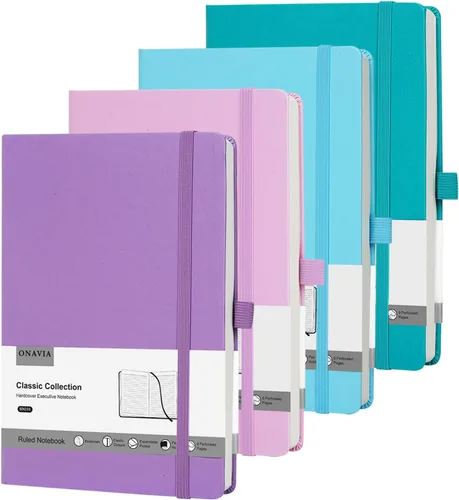 Miniatura 9 de ONAVIA Cuaderno de diario rayado A5, tapa dura, tamaño mediano de 5.5 x 8.3 pulgadas, 160 páginas de papel grueso de 3.53 oz/m², bloc de notas