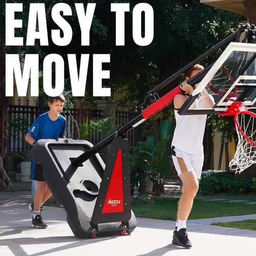 Miniatura 7 de ACCU LEVEL Arro de baloncesto con manivela para exteriores, 7.5-10 pies, ajustable, portátil, portería de baloncesto para jóvenes y adultos, 54