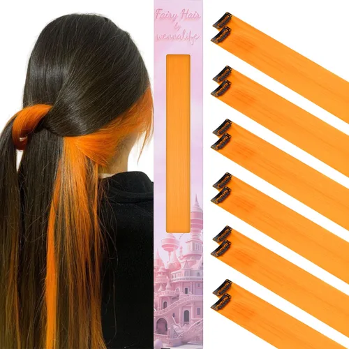 Miniatura 52 de Wennalife 12 piezas de extensiones de cabello azul con clip, extensiones de cabello con clip de colores para niños, pinzas de cabello arcoíris