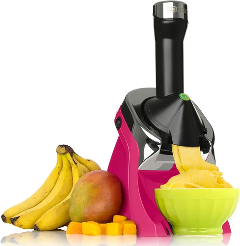 Yonanas 988HP Deluxe - Máquina de postres de fruta veganos, no lácteos, congelados, libre de BPA, incluye 75 recetas, 200 W, color rosa