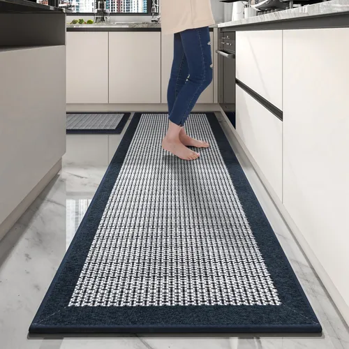 Miniatura 13 de PADOOR Juego de 2 alfombras de cocina antideslizantes, extra grandes de 2.5 x 6 pies + 20 x 32 pulgadas, para suelo de cocina, antideslizante