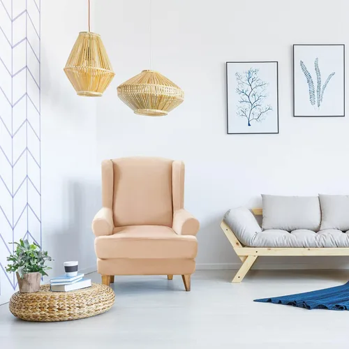 Miniatura 6 de MIFXIN Wingback - Funda para silla, de terciopelo de 2 piezas, elásticas, con funda de cojín, suave, lavable, protector de muebles para sala