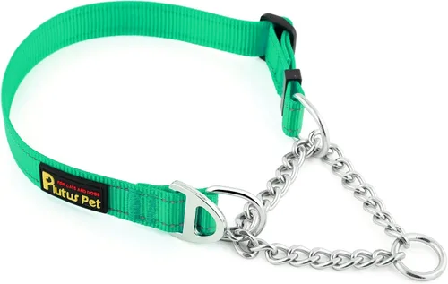 Miniatura 19 de Plutus Pet Martingale - Collar para perro con cadena de acero inoxidable y nailon reflectante, collar de entrenamiento ajustable sin tirones