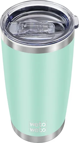 Miniatura 8 de WETOWETO - Vaso de viaje con aislamiento de 20 onzas, de acero inoxidable, con doble pared, a prueba de fugas, taza de café con revestimiento