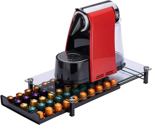 Soporte para almacenamiento de cápsulas de café, organizador de cajones originaline, cristal templado (50 cápsulas)
